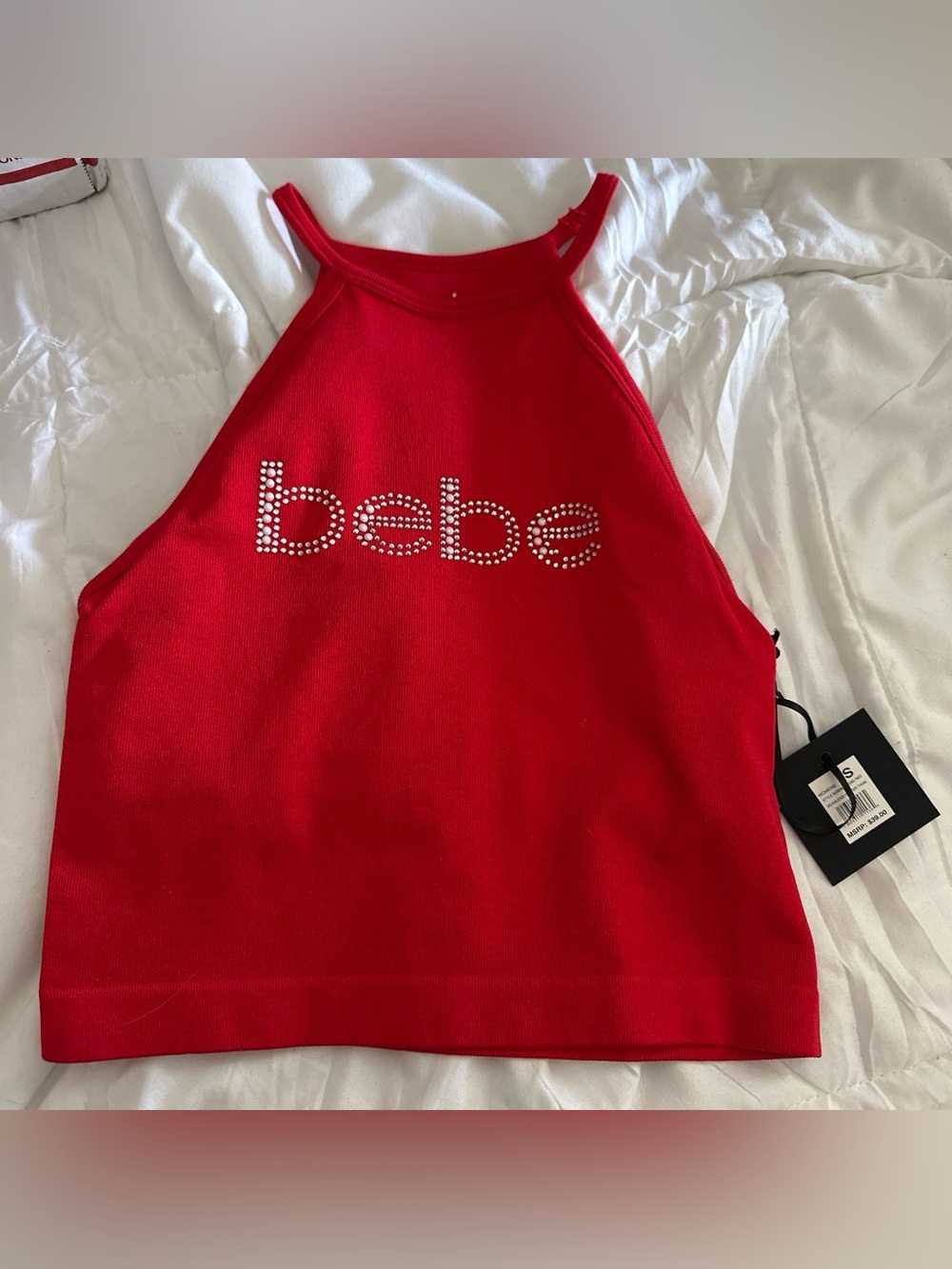 bebe Black Seamless Halter Tank size small